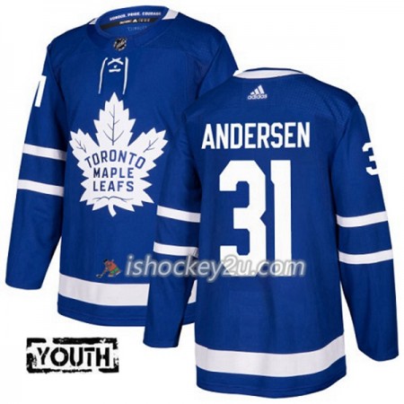 Børn NHL Toronto Maple Leafs Trøje Frederik Andersen 31 Adidas 2017-2018 Blå Authentic